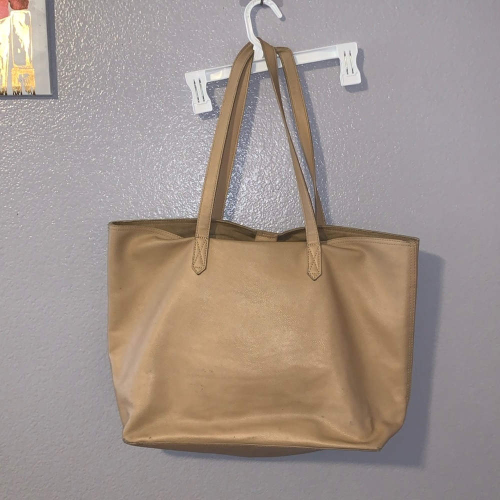 Old Navy Beige Faux Leather Tote Bag